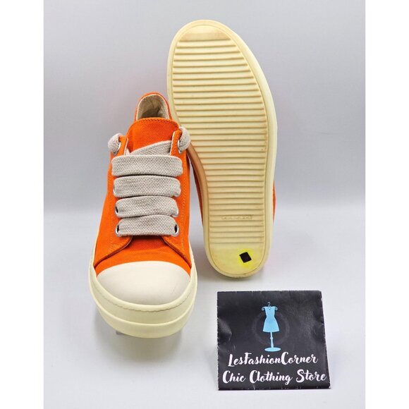 Rick Owens DRKSHDW Men's Orange Jumbo Lace Low Top Sneakers Sz 12 (45) 2817 - Picture 3 of 16